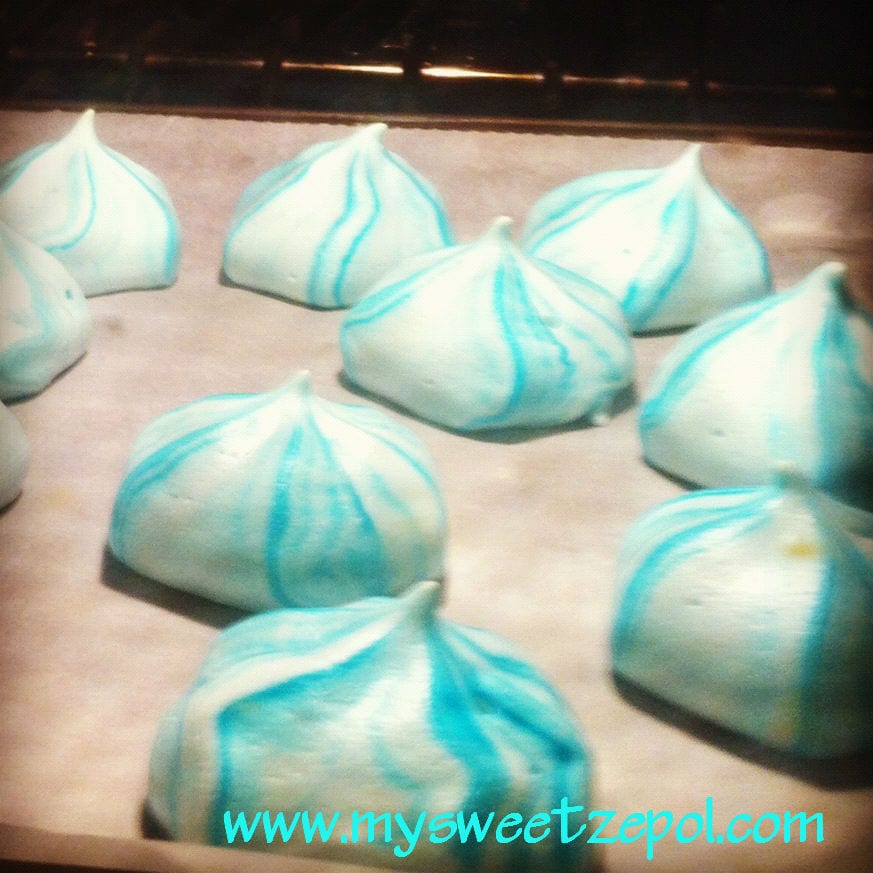 Meringue Cookies in an aqua blue swirl