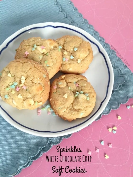 Sprinkles & White Chocolate Chip Soft Cookies / melt in your mouth soft cookies that will satisfy every sweet tooth / by My Sweet Zepol 