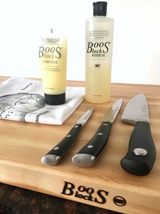 Boss Lock wood cutting board and Boos Lock Mystery Oil and Boos Lock Board Cream / treat your wood cutting board and it will last a very long time / Basic Kitchen Skills - Learn more about your knife skills, chances are you are doing it all wrong. At least I was. / #IdahoPotatoCutsClass at the Epicurean Hotel in Tampa / #SundaySupper / My Sweet Zepol