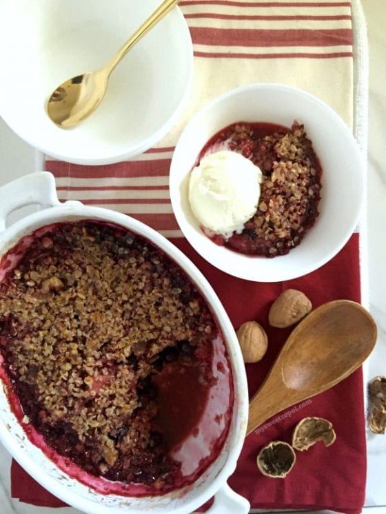 Msg 4 21+ Berries, Walnut and Oats Crumble Cobbler is the perfect dessert to enjoy with family and friends specially during the holiday season. Super easy to make and best when enjoyed with good company. / #SutterHomeForTheHolidays #CollectiveBias / by Wanda from My Sweet Zepol / AD