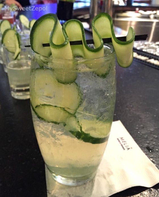 Cucumber Collins consists of Hendricks, simple syrup, lime, celery bitters on top of muddled cucumber. 360 American Bistro and Bar