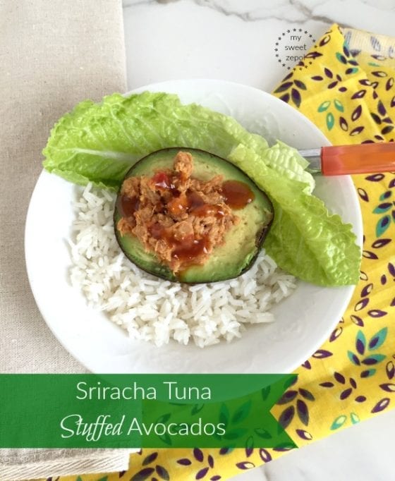 Sriracha Tuna Stuffed Avocados, healthy eating in minutes, find recipe in mysweetzepol.com