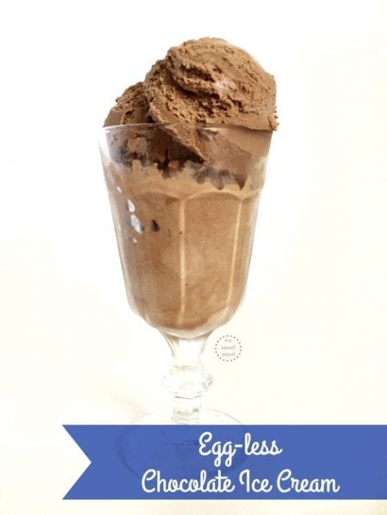 Make ice cream at home that won't take a lot of your time. Enjoy summer with a scoop, or two, of this delicious and creamy Egg-less Chocolate Ice Cream. I'ts rich and so good! recipe found at mysweetzepol.com