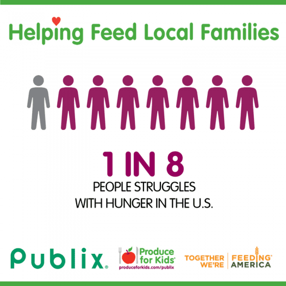 Helping feed local families with Produce for Kids, Feeding America and Publix