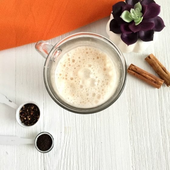 Vanilla Chai Latte' is the perfect fall drink. Warm, cozy, fragrant and so easy to make. Get the recipe at mysweetzepol.com #LatteMadeEasy #CollectiveBias #ad