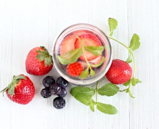 Strawberry and Blueberry Water Detox. Check out this 5 Healthy Detox Water Recipes with Fresh Fruits. Grab them at mysweetzepol.com #detoxing #healthyliving