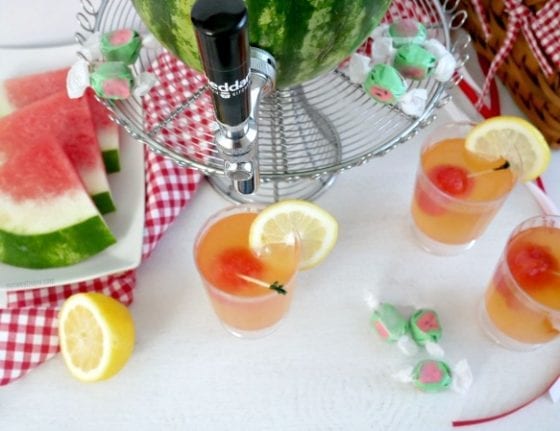 refreshing watermelon lemonade served through a watermelon beverage dispenser is the best way to enjoy any drink. #sponsored #CheddarsScratchKitchen