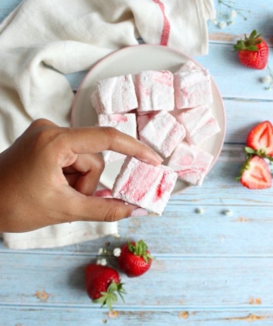 Homemade Strawberry Swirl Marshmallow made by My Sweet Zepol. 