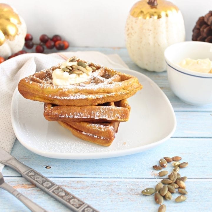 Pumpkin Waffles with Orange Cream Cheese